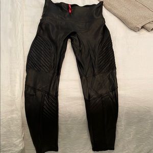 Spanx faux-leather moto legging